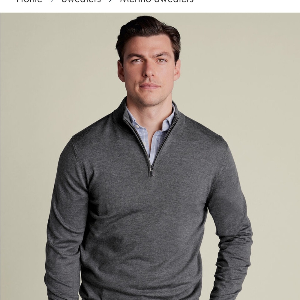Charles Tyrwhitt Charcoal Zip-Up Sweater
